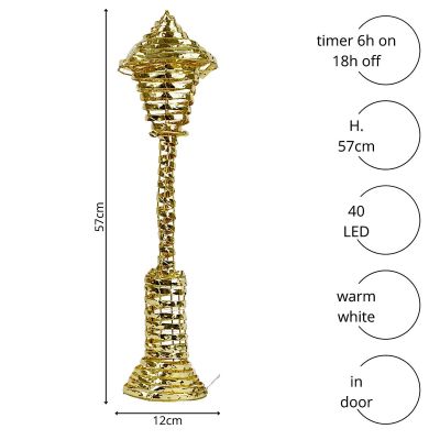 4. LATARNIA LAMPION DEKORACYJNY 40LED 57CM ZŁOTY