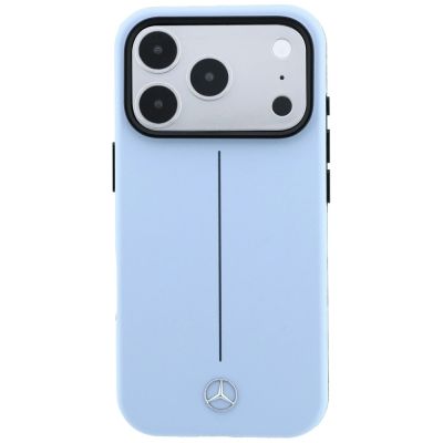 3. Etui Mercedes Leather Semi Wrap Iconic Line MagSafe do iPhone 18 Pro Max / 17 Pro Max - niebieske