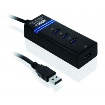 2. Hub IBOX USB 3.0 CZARNY 4-PORTY IUH3FB (4x USB 3.0; kolor czarny)