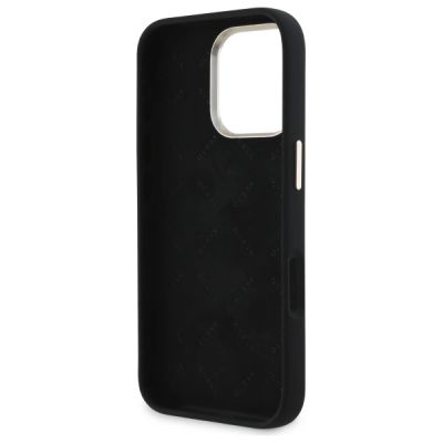7. Etui Guess Silicone Script Metal Logo & Frame na iPhone 16 Pro Max - czarne
