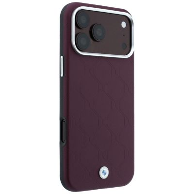 4. Etui BMW Sign Deboss Quilted Metal Logo MagSafe na iPhone 18 Pro Max / 17 Pro Max - bordowe