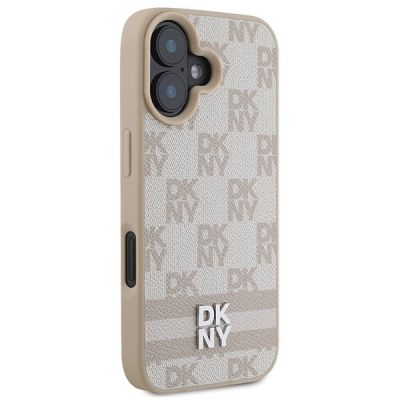 4. Etui DKNY Checkered Pattern & Printed Stripes na iPhone 16 - różowe