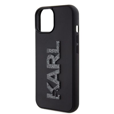 6. Etui Karl Lagerfeld 3D Rubber Glitter Logo na iPhone 15 - czarne