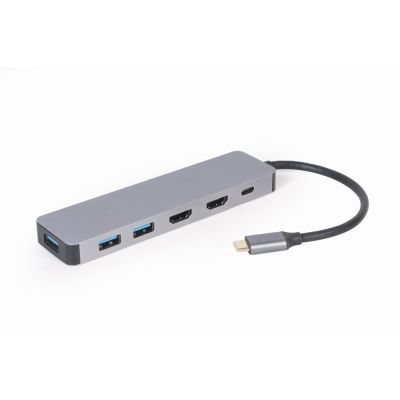 3. GEMBIRD MULTI ADAPTER USB TYP-C 3W1 SREBRNY HUB USB, HDMI, PD (100W)
