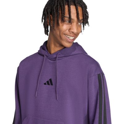 17. Bluza męska adidas Essentials 3-Stripes Fleece fioletowa JX0740