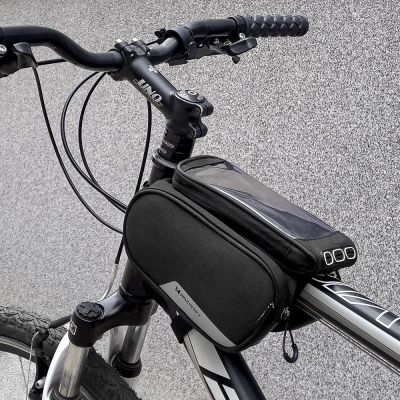7. Wozinsky torba rowerowa na ramę + odczepiany pokrowiec na telefon do 6,5" 1,5l czarna (WBB7BK)