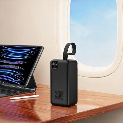 8. Powerbank Wozinsky W8-B 50000mAh 30W 2xUSB-A i 2xUSB-C i USB micro z latarką - czarny