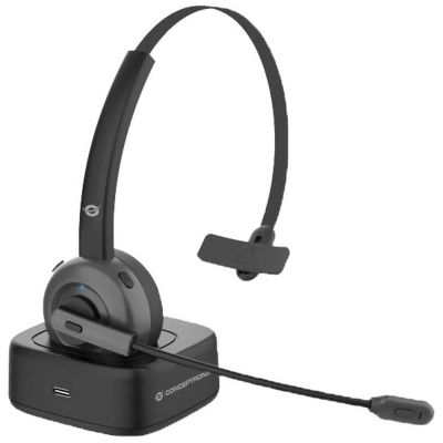 4. Conceptronic POLONA03BD słuchawki/zestaw słuchawkowy Bezprzewodowy Opaska na głowę Biuro/centrum telefoniczne Bluetooth Podstawka do ładowania Czarny