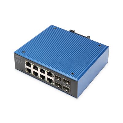 6. Przełącznik przemysłowy 8+4-Port Gigabit Ethernet PoE z 8x GE RJ45 i 2 SFP+ Portami, PoE