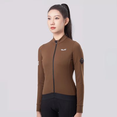 3. Bluza kolarska damska Rockbros YDWT006 TVI ocieplana jesień/zima L - brązowa