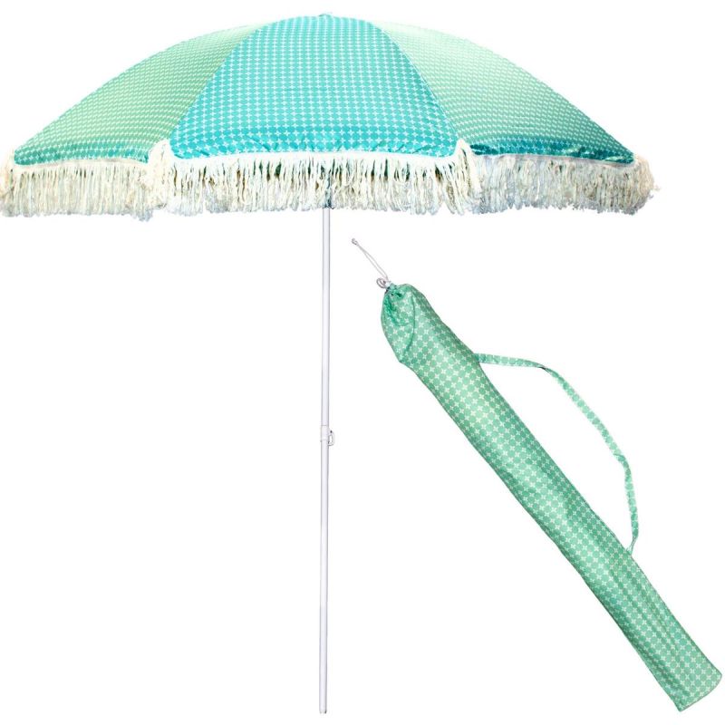 7. PARASOL PLAŻOWO OGRODOWY Z FRĘDZLAMI 174CM ZIELONY