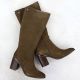 2. Skórzane kozaki na słupku damskie khaki Sergio Leone 25668