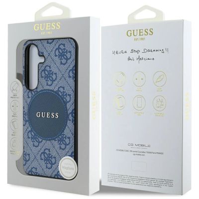 8. Etui Guess 4G Round Patch Classic Logo MagSafe do Samsung Galaxy S25 Plus niebieski