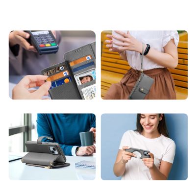 5. Etui skórzane Dux Ducis Lawa na iPhone 15 - szare