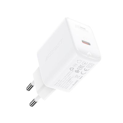 3. Acefast ładowarka sieciowa GaN USB Typ C 30W, PD, QC 3.0, AFC, FCP biały (A21 white)