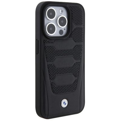 4. Etui BMW Leather Seats Pattern na iPhone 15 Pro Max - czarne