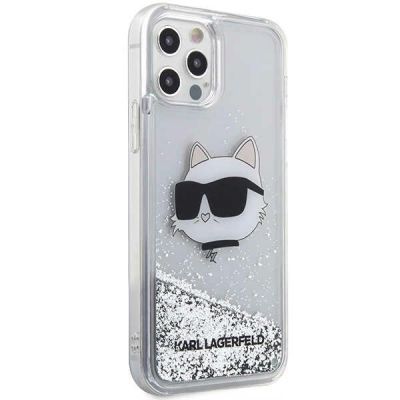 4. Etui Karl Lagerfeld Glitter Choupette Head na iPhone 12 / iPhone 12 Pro - srebrne