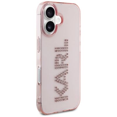 4. Etui Karl Lagerfeld IML Rhinestones Logo na iPhone 16 - różowe