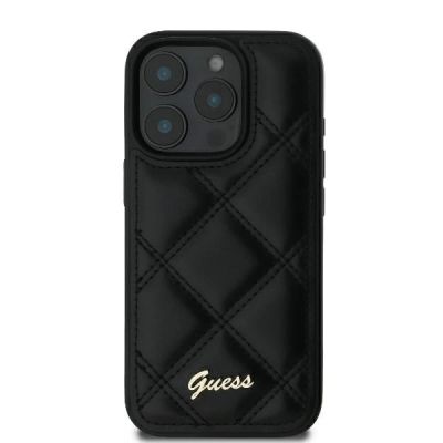 3. Etui Guess Quilted Metal Logo na iPhone 16 Pro - czarne