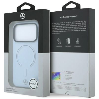 8. Etui Mercedes Leather 3D MagSafe na iPhone 18 Pro / 17 Pro - niebieskie