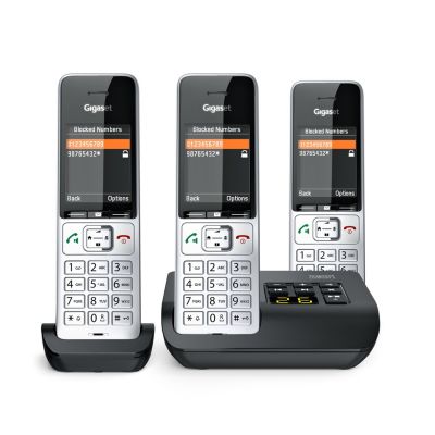 12. Telefon bezprzewodowy Gigaset 500A Comfort Trio - Automatyczna sekretarka - ECO DECT\GAP\CAT-iq - Srebrny + 2 dodatkowe słuchawki