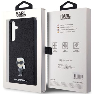 8. Etui Karl Lagerfeld Fixed Glitter Ikonik Logo Metal Pin na Samsung Galaxy A35 - czarne