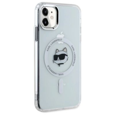 4. Etui Karl Lagerfeld IML Metal Choupette Head MagSafe na iPhone 11 - białe