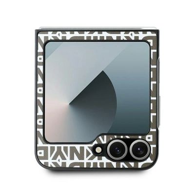 3. Etui DKNY Repeat Pattern Bottom Stripe na Samsung Galaxy Z Flip 6 - brązowe