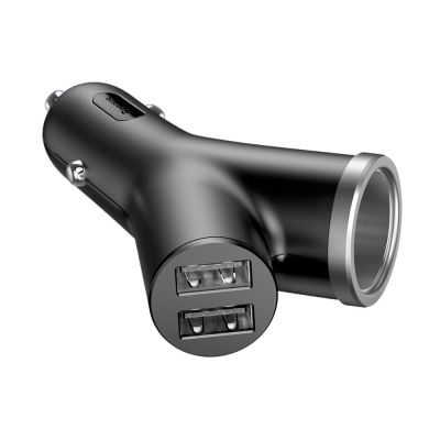 3. Baseus Y Type Car Charger ładowarka samochodowa 2x USB + gniazdo zapalniczki 3.4A czarny (CCALL-YX01)