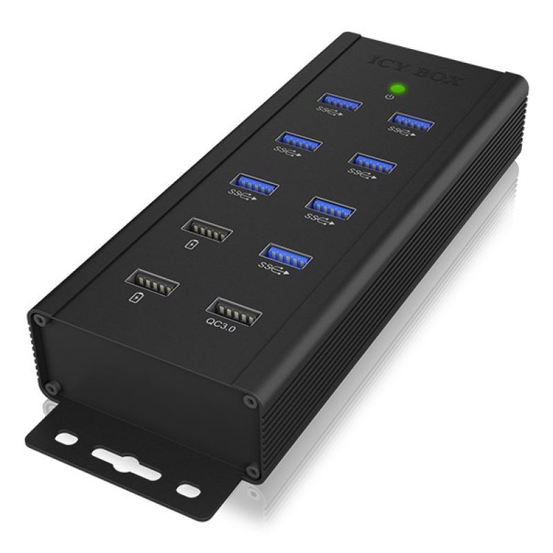 3. ICY BOX IB-HUB1703-QC3 USB 3.2 Gen 1 (3.1 Gen 1) Type-B 5000 Mbit/s Czarny