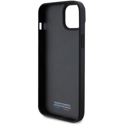 7. Etui BMW Perforated Tricolor Line na iPhone 15 Plus / 14 Plus - czarne
