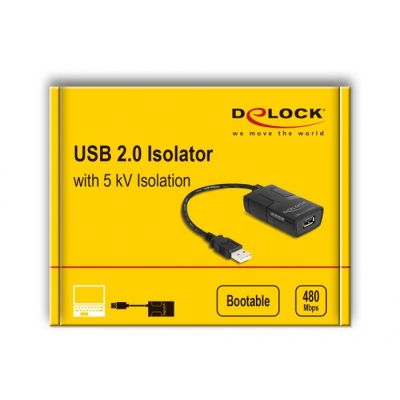 4. DeLOCK Izolator USB 2.0 Typu-A męski na żeński z izolacją 5 kV dla linii przesyłu danych