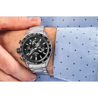 5. Zegarek Męski Giewont Chronograph Sapphire Srebrno Czarny GW9580-B1