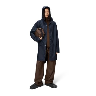 4. Rains unisex długa kurtka przeciwdeszczowa LONG JACKET W3 12020 47 NAVY
