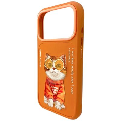 4. Etui Nimmy Glasses Cool Cat na iPhone 17 Pro Max - pomarańczowe