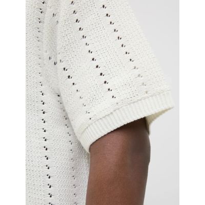 6. Jack&Jones koszulka męska JORPAROS KNIT ESTER SS CROCHET POLO 12272562 SEA SALT