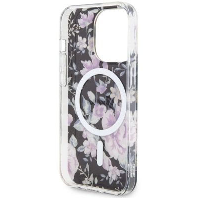 7. Etui Guess Flower MagSafe na iPhone 14 Pro - czarne