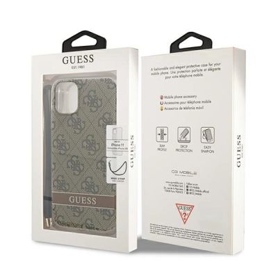 8. Etui Guess 4G Print Strap na iPhone 11 - brązowe
