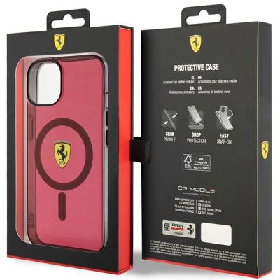 8. Etui Ferrari Translucent MagSafe na iPhone 14 - czerwone
