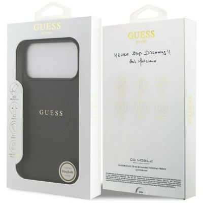 8. Etui Guess Grained Gold Ring MagSafe na iPhone 18 Pro Max / 17 Pro Max - czarne