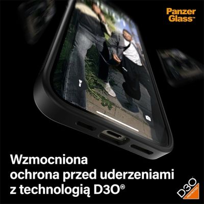 7. Etui PanzerGlass ClearCase na iPhone 15 Plus / 14 Plus z certyfikatem Military Grade - przezroczysto-czarne