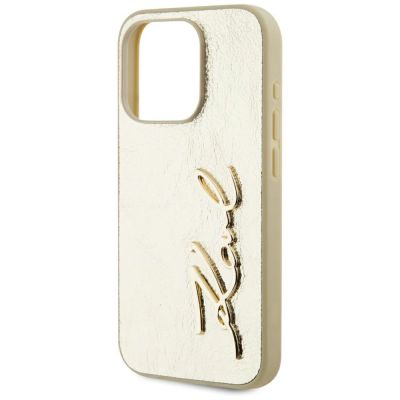 6. Etui Karl Lagerfeld Wrinkled Metal Signature na iPhone 15 Pro Max - złote