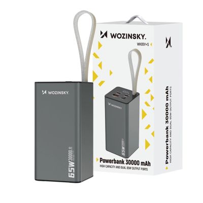5. Powerbank Wozinsky K65+ 65W 30000mAh 2x USB-C, 1x USB-A 65W - szary