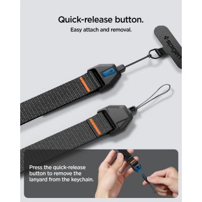 12. Smycz Spigen Universal Adjustable Lanyard Strap Wrist do telefonu - czarne
