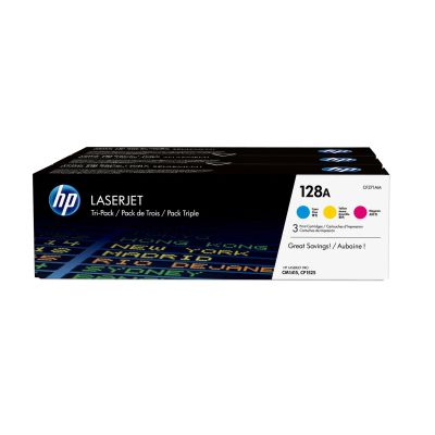 57. HP 128A zestaw 3 oryginalnych wkładów z tonerem LaserJet: błękitny/purpurowy/żółty
