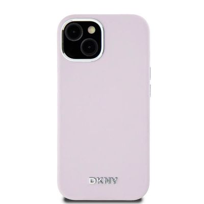 3. Etui DKNY Liquid Silicone Small Metal Logo MagSafe na iPhone 15 Plus / 14 Plus - różowe