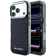 Etui Karl Lagerfeld IML Rhinestones Allover and Electroplated Logo na iPhone 17 Pro / 18 Pro  - czarne