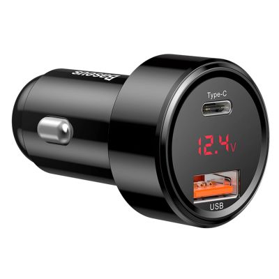 4. Ładowarka samochodowa Baseus Magic Series 45 W z wyświetlaczem 1x USB-A + 1x USB-C - czarna