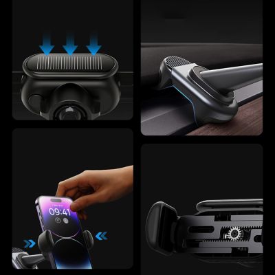 3. Uchwyt samochodowy elektryczny z panelem słonecznym do Tesla Model 3 / Y Baseus T-Space - czarny