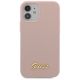 6. Etui Guess Silicone Script Gold Logo na iPhone 12 mini - jasnoróżowe